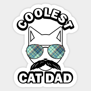 Coolest Cat Dad Plaid Sunglasses Kitten Father Sticker